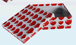 Fehér ajándékdoboz (szív mintával) - 10,5*10,5